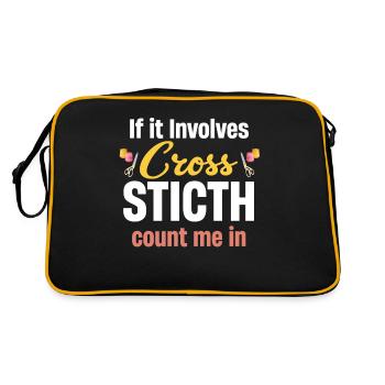 If it's cross stitch, count me in - Retro Bag - black/gold - Back