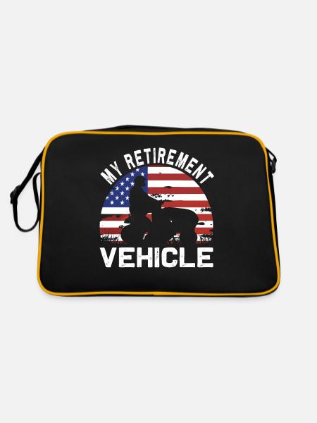 Tondeuse de course drôle Drapeau américain - Sac Retro - noir/or - Dos