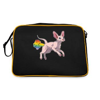 Sphynx Cat Rainbow Rainbow Fart - Retro Bag - black/gold - Back