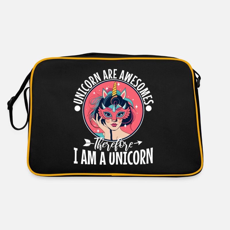 Unicorns are awesome therefore i am a unicorn - Retro Tasche - Schwarz/Gold