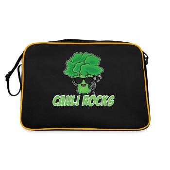 Cauli Rocks Cauliflower Vegan Healthy - Retro Bag - black/gold - Back