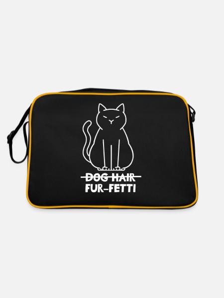 Lustiges Katzenliebhaber Motiv Katzenbesitzer - Retro Tasche - Schwarz/Gold - Hinten