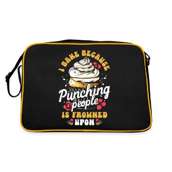 I Bake Because Punching People Is Frowned Upon - Retro Bag - black/gold - Back
