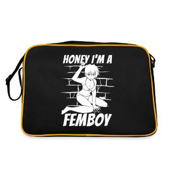 Anime Manga Femboy Anime - Retro Tasche - Schwarz/Gold - Hinten