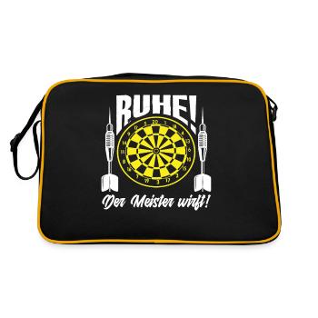Ruhe Der Meister Wirft Dart Dartspieler - Retro Tasche - Schwarz/Gold - Hinten