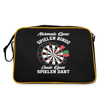 Opa Alter Mann Dartpfeil Dart Dartspieler - Retro Tasche - Schwarz/Gold - Hinten