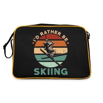 Skiing Enthusiast Retro Vintage Ski Skier - Retro Bag - black/gold - Back