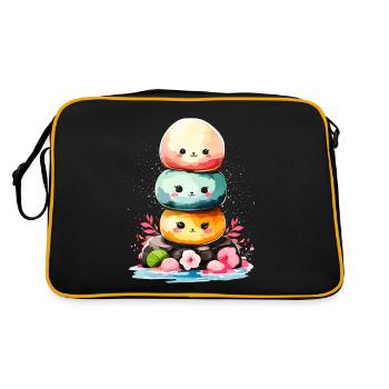 Kawaii Mochi Eis Japanisches Dessert Japan - Retro Tasche - Schwarz/Gold - Hinten