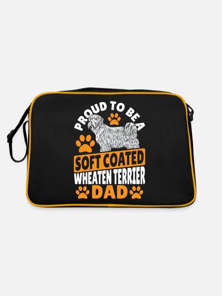 Wheatie Dog Stolz, ein Soft Coated Wheaten - Retro Tasche - Schwarz/Gold - Hinten