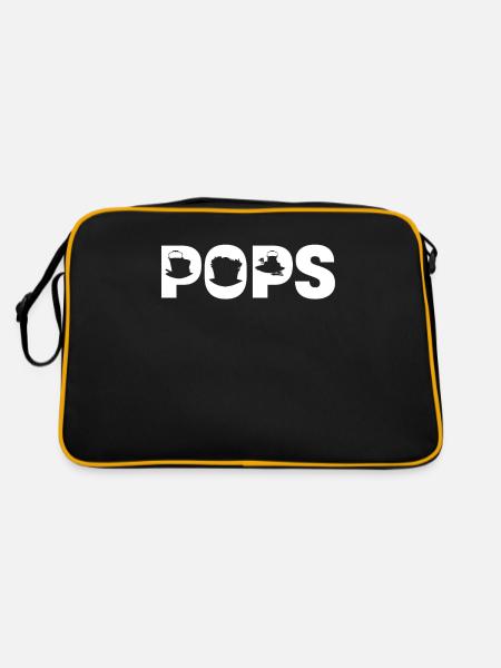 Pops Lustiger Gärtner Opa Plantsman Förster Bauer - Retro Tasche - Schwarz/Gold - Hinten