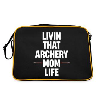 Das Bogenschießen Mama Leben Langbogen Jagd - Retro Tasche - Schwarz/Gold - Hinten