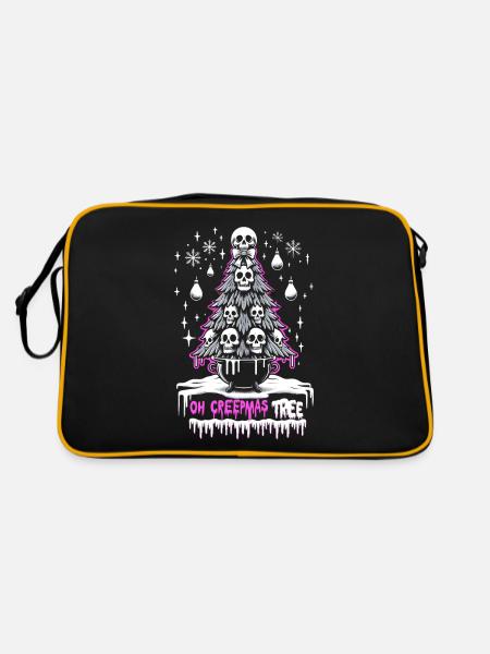 Oh Creepmas Tree Creepy Festive Goth Emo Horror - Retro Tasche - Schwarz/Gold - Hinten