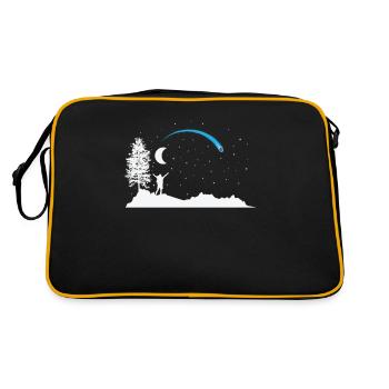Sternschnuppe mit Mond am Himmel - Retro Tasche - Schwarz/Gold - Hinten