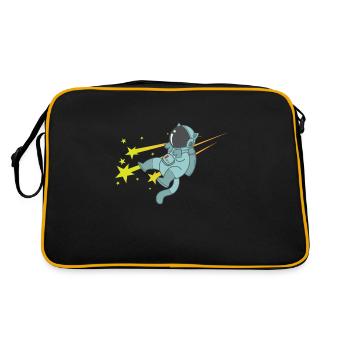 Sternschnuppen mit Astronaut Himmel - Retro Tasche - Schwarz/Gold - Hinten