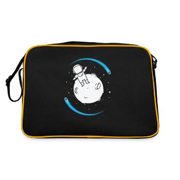 Sternschnuppen mit Astronaut Weltraum Himmel - Retro Tasche - Schwarz/Gold - Hinten