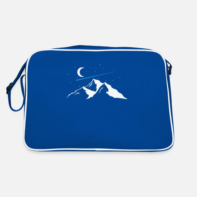 Shooting stars over mountains sky Retro Bag