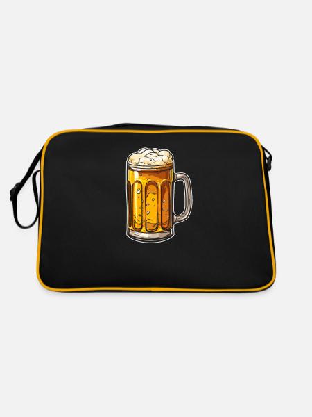 Bier Bierliebhaber Cool - Retro Tasche - Schwarz/Gold - Hinten