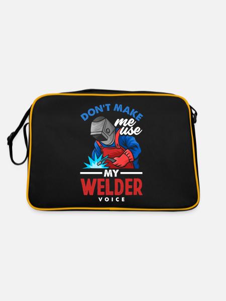 Funny Welder Gift - Retro Bag - black/gold - Back