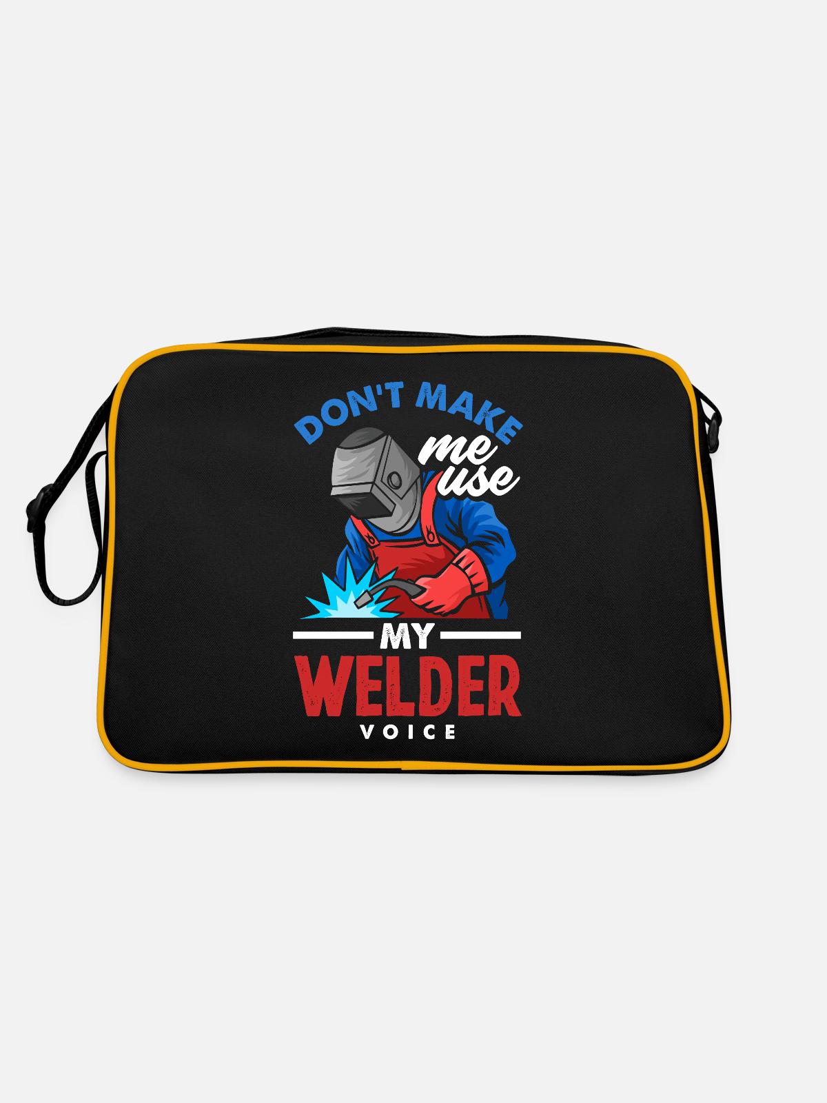 Funny Welder Gift - Retro Bag - black/gold - Back