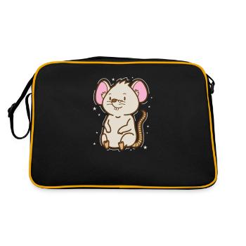 Mouse, Pet, Cheese, Mammal - Retro Bag - black/gold - Back
