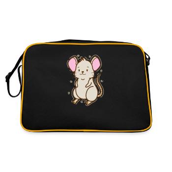 Mäuschen Natur Käse Haustier - Retro Tasche - Schwarz/Gold - Hinten