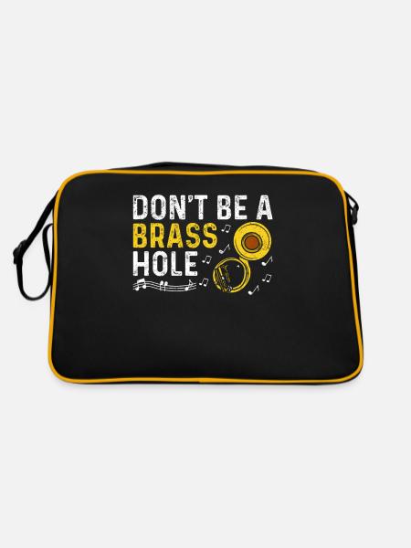 Funny Sousaphone Brass Band Player Marching Band - Retro Bag - black/gold - Back