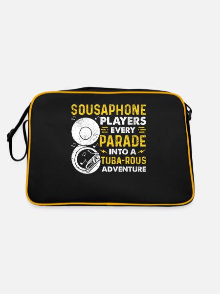 Funny Sousaphone Brass Band Player Marching Band - Retro Bag - black/gold - Back