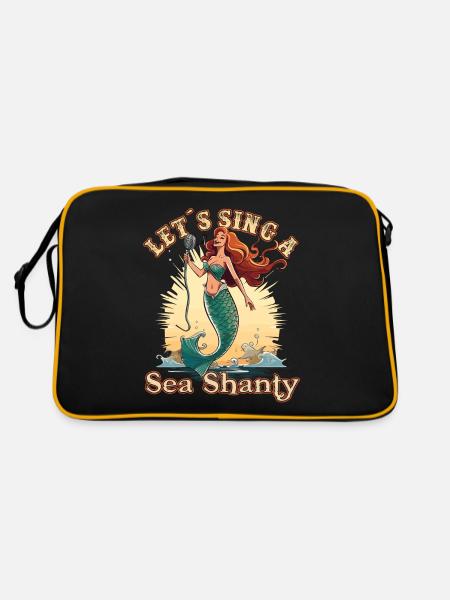 Song Sea Shanty Design Für Lieben Singen Boots - Retro Tasche - Schwarz/Gold - Hinten