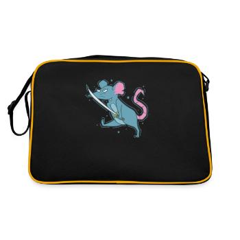Rat with Sword, Rodent, Nature - Retro Bag - black/gold - Back