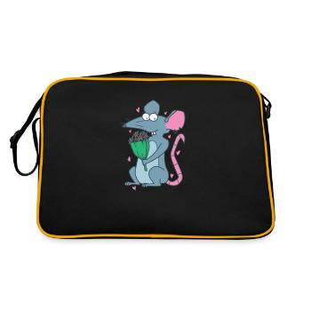 Rat with Flowers Nature Rodent - Retro Bag - black/gold - Back