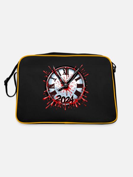 Blood Splatter Clock 80s Slasher Horror New - Retro Bag - black/gold - Back