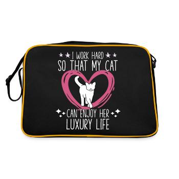 Chat drôle disant propriétaire de chat motif de - Sac Retro - noir/or - Dos