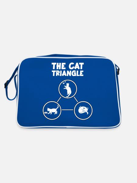 Katzen Dreieck lustig Katzenbesitzer Geschenk - Retro Tasche - Blau/Weiß - Hinten