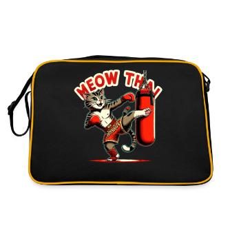 Muay Thai Arts Martiaux Cat Meow Thaï Boxe Thaïlandaise - Sac Retro - noir/or - Dos