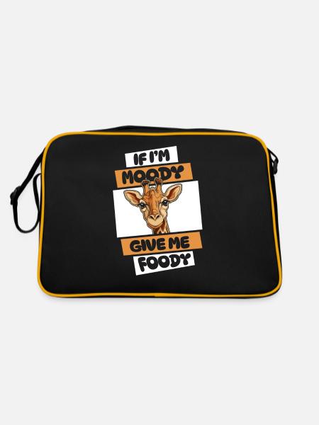Girafe Drôle Si Dans Moody Donnez-moi Foody - Sac Retro - noir/or - Dos