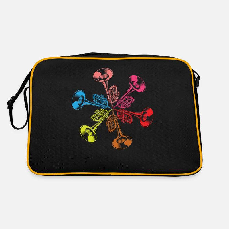 Trompete Trompeter Trompeten Spieler - Retro Tasche - Schwarz/Gold
