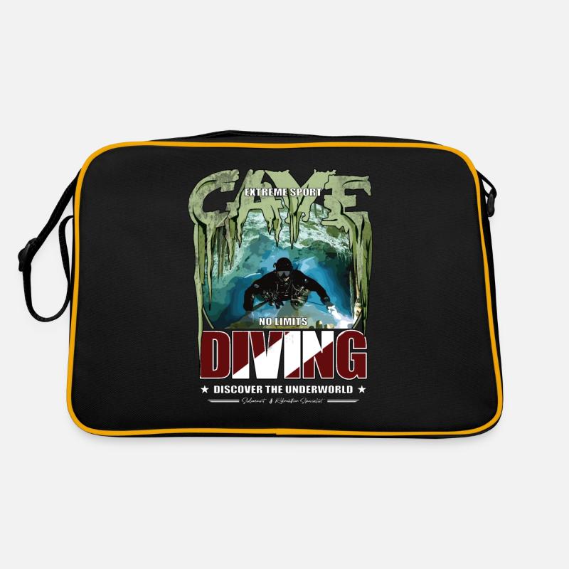 Höhlentauchen Cave Diving Geschenk Extremsport - Retro Tasche - Schwarz/Gold