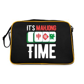 C’est l’heure du Mahjong Bingo drôle de jeu - Sac Retro - noir/or - Dos