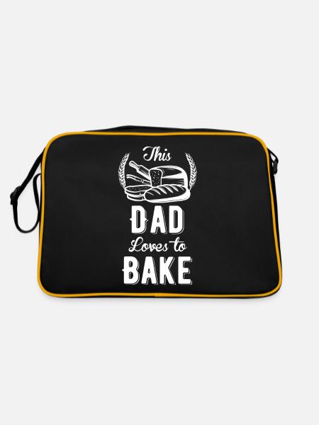 This Dad Loves To Make Baker Cookie Cupcake - Retro Bag - black/gold - Back