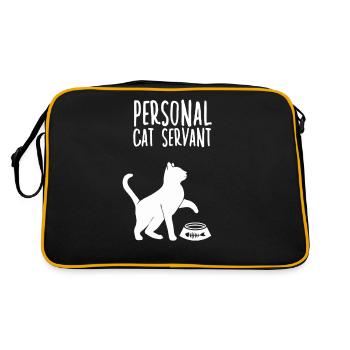 Katze Diener Katze Sklave lustige Katze - Retro Tasche - Schwarz/Gold - Hinten