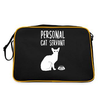 Lustige Katze Sklave Katze Diener Geschenk Katzen - Retro Tasche - Schwarz/Gold - Hinten