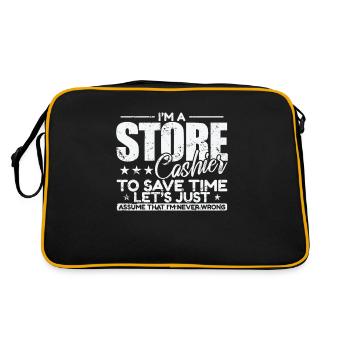 Je suis caissière de magasin pour gagner du temps Je ne me trompe jamais - Sac Retro - noir/or - Dos