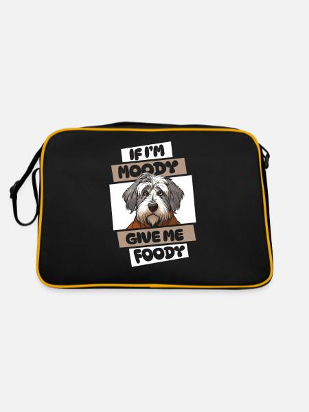 Old English Shepherd Bobtail Cute - Retro Bag - black/gold - Back