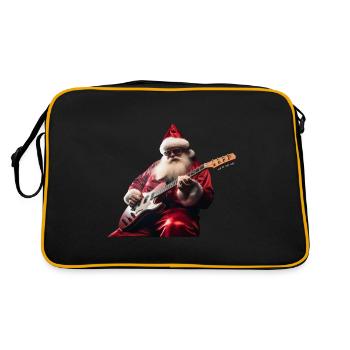 Der Weihnachtsmann Spielt Gitarre Für Alle - Retro Tasche - Schwarz/Gold - Hinten