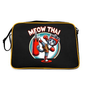 Muay Thai Arts Martiaux Cat Meow Thaï Boxe Thaïlandaise - Sac Retro - noir/or - Dos