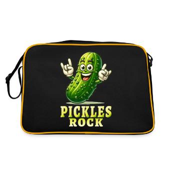 Pickles Funny Pickles Cucumber Pun - Retro Bag - black/gold - Back
