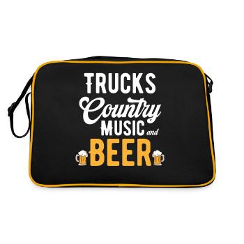 Trucks Country Musik Und Bier Klassisches - Retro Tasche - Schwarz/Gold - Hinten