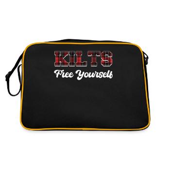 Kilts Befreien Sie Sich Lustige Schottische - Retro Tasche - Schwarz/Gold - Hinten