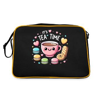Thé Kawaii Mignon Amateur de Thé Cookie Gâteau Tea Time - Sac Retro - noir/or - Dos
