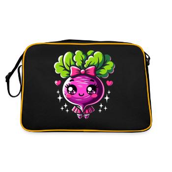 Beetroot Beets Vegetables Kawaii Beets - Retro Bag - black/gold - Back